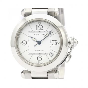 مملوكة مسبقًا Cartier White Stainless Steel Pasha W31074M7 Women's Wristwatch 35 MM