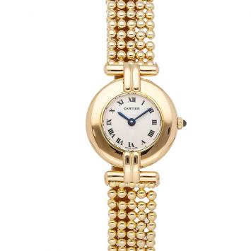Pre Owned Cartier White 18k Yellow Gold Colisee W1500300 Women's Wristwatch 24 MM