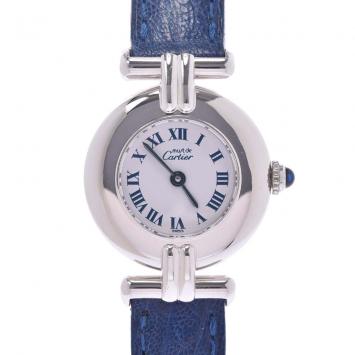 Pre Owned Cartier White Sterling Silver Must De Cartier Colisee Women's Wristwatch 24 MM