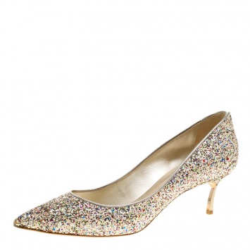مملوكة مسبقًا Casadei Metallic Multicolor Glitter Pointed Toe Pumps Size 39