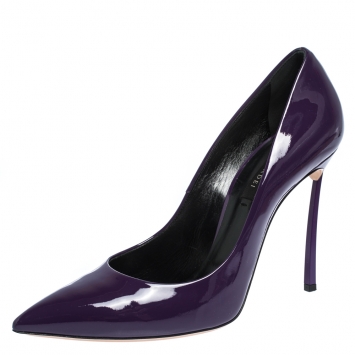 مملوكة مسبقًا Casadei Purple Patent Leather Pointed Toe Pumps Size 40.5