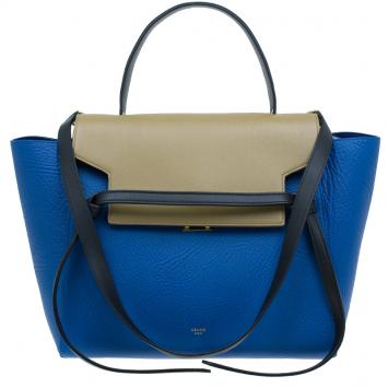 Pre Owned Celine Blue Elephant Calfskin Mini Belt Bag