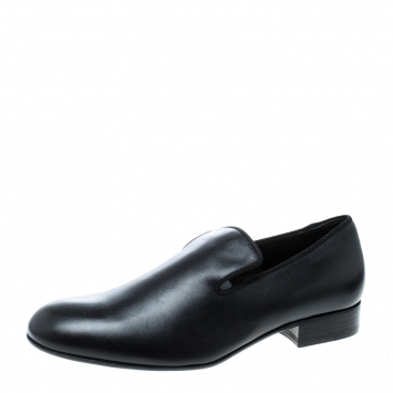 Pre Owned Celine Black Leather Smoking Slippers Size 39