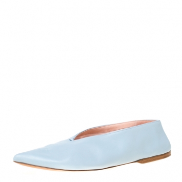 Pre Owned Celine Light Blue Leather Pointed Toe Flats Size 39