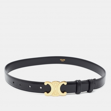 Pre Owned Celine Triomphe 75 CM Buckle Belt Black Leather