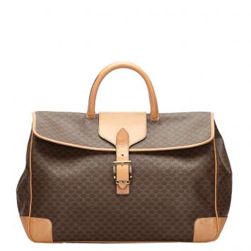 Pre Owned Celine Brown/Dark Brown Macadam Canvas Travel Bag