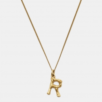 Pre Owned Celine Letter R Gold Tone Necklace