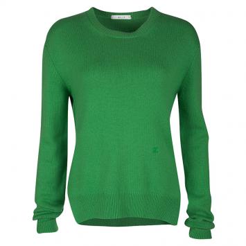 Pre Owned Celine Green Cashmere Crew Neck Sweater XS