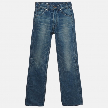 Pre Owned Celine Blue Denim High Rise Flared Jeans S/Waist 26"