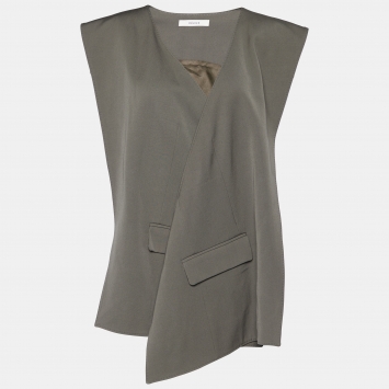 مملوكة مسبقًا Celine Military Green Wool Asymmetrical Vest S