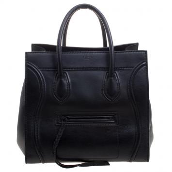 Pre Owned Celine Black Leather Medium Phantom Luggage Tote