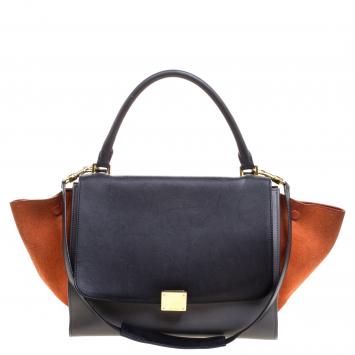 Pre Owned Celine Tri Color Leather and Suede Medium Trapeze Tote