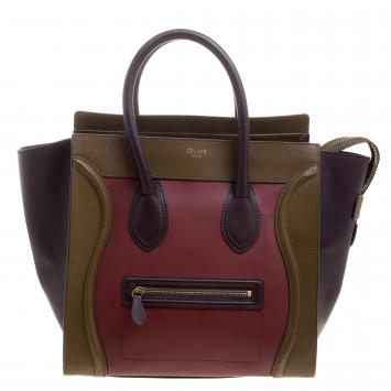 Pre Owned Celine Tri Color Leather Mini Luggage Tote