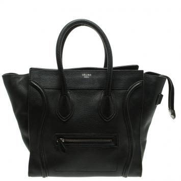 Pre Owned Celine Black Leather Mini Luggage Tote