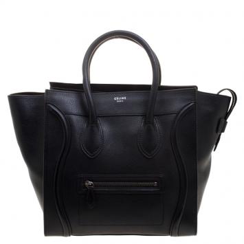 Pre Owned Celine Black Leather Mini Luggage Tote