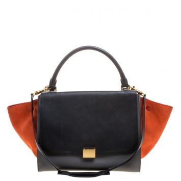 Pre Owned Celine Tricolor Leather and Suede Medium Trapeze Tote