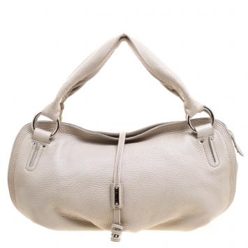 Pre Owned Celine Beige/Silver Ombre Leather Satchel