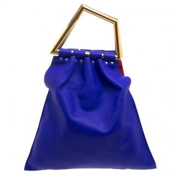 Pre Owned Celine Indigo Leather Open Triangle Bag