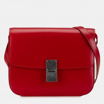 Pre Owned Celine Red Medium Calfskin Classic Box