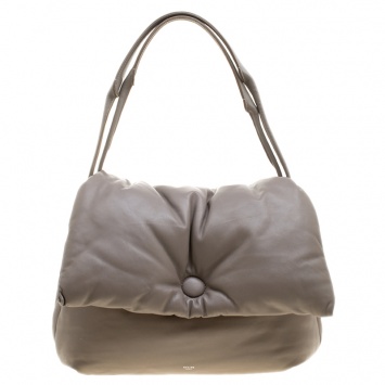Pre Owned Celine Grey Leather Pillow Shoulder Bag 
