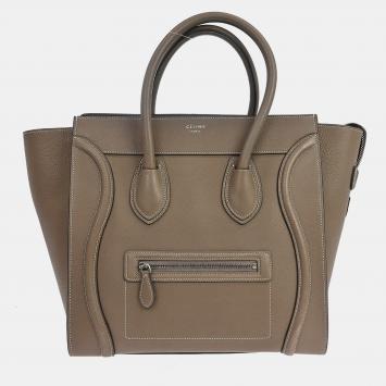 Pre Owned Celine Luggage Micro Souris Drummed Calfskin Leather Tote Bag