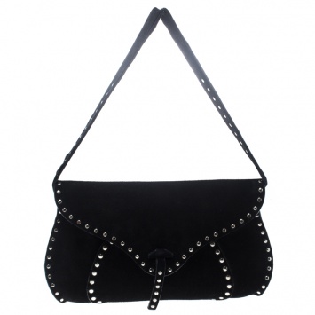 Pre Owned Celine Black Suede Studded Shoulder Bag