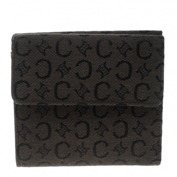 Pre Owned Celine Brown Monogram Macadam Canvas Compact Wallet