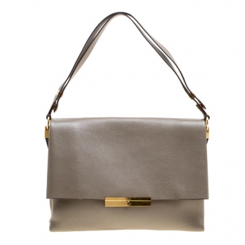Pre Owned Celine Beige Leather Blade Flap Bag
