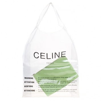 Pre Owned Celine Transparent Plastic Bag with Zip Pouch Clutch
