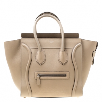 Pre Owned Celine Light Brown Leather Mini Luggage Tote