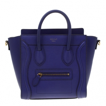Pre Owned Celine Blue Leather Nano Luggage Tote