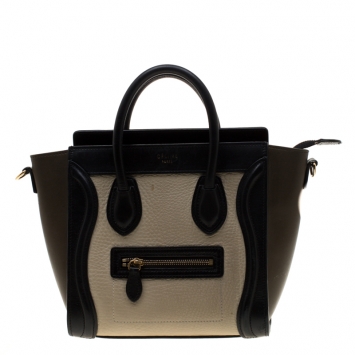 Pre Owned Celine Tri Color Leather Nano Luggage Tote