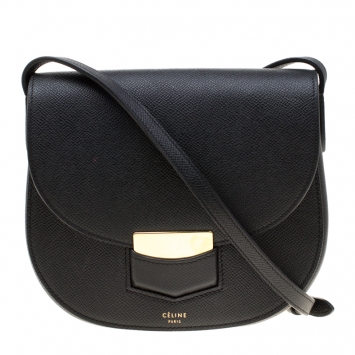 Pre Owned Celine Black Leather Small Trotteur Crossbody Bag