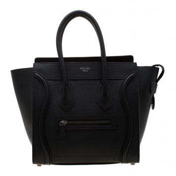 Pre Owned Celine Black Leather Micro Luggage Tote