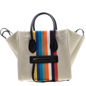 Pre Owned Celine Multicolor Striped Canvas Medium Phantom Luggage Tote
