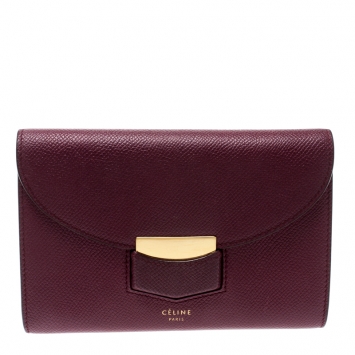Pre Owned Celine Burgundy Leather Trotteur Clutch