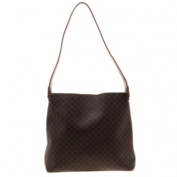 Pre Owned Celine Brown Macadam Coated Canvas Shoulder Bag