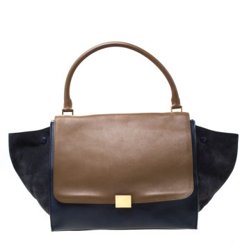 Pre Owned Celine Tri Color Leather and Suede Large Trapeze Tote