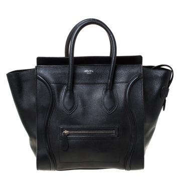 Pre Owned Celine Black Leather Mini Luggage Tote