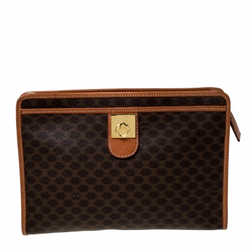 Pre Owned Celine Brown Macadam Leather Clutch