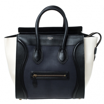 Pre Owned Celine Tri Color Leather Mini Luggage Tote