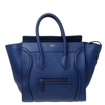 Pre Owned Celine Blue Leather Mini Luggage Tote