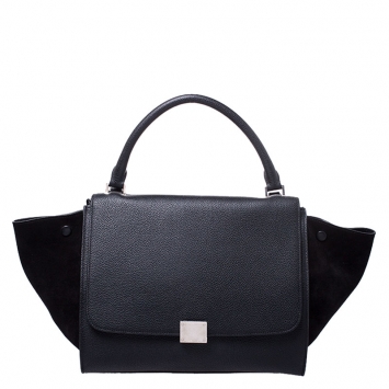 مملوكة مسبقًا Celine Black Leather and Suede Small Trapeze Bag