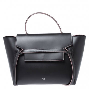 Pre Owned Celine Black Leather Flap Top Handle Bag