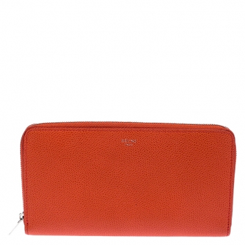 Pre Owned Celine Orange Leather Multi-Function Zip Around Wallet