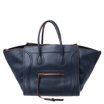 Pre Owned Celine Navy Blue Leather Medium Phantom Luggage Tote 