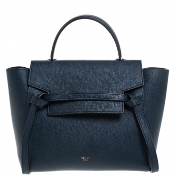 Pre Owned Celine Navy Blue Leather Belt Bag 