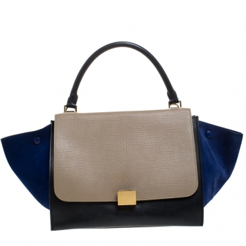 مملوكة مسبقًا Celine Tricolor Leather and Suede Medium Trapeze Bag