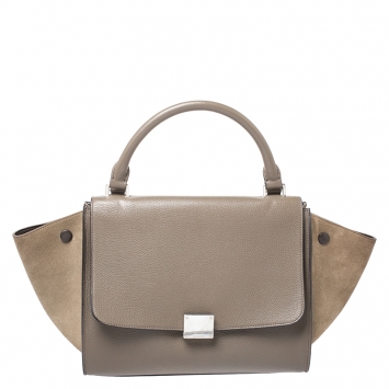 مملوكة مسبقًا Celine Beige Leather and Suede Small Trapeze Bag