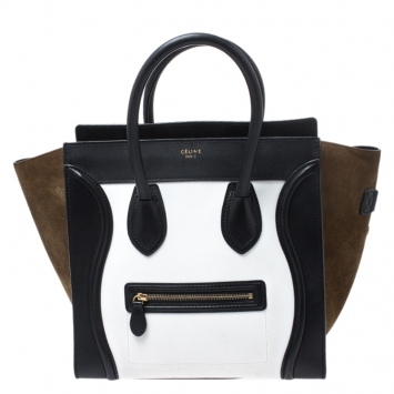 Pre Owned Celine Tri Color Leather and Suede Medium Luggage Tote